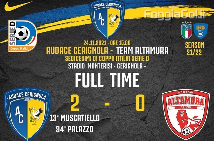  L’Audace Cerignola vince ed approda agli ottavi di Coppa Italia