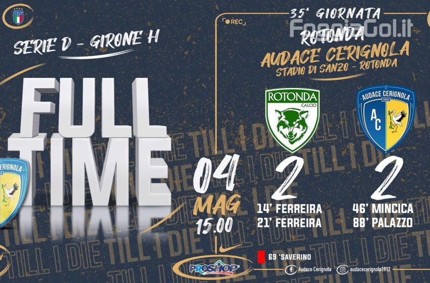  Il Cerignola raggiunge il pareggio allo scadere della partita. Mister Pazienza “Abbiamo giocato il primo tempo più brutto di tutto il campionato”