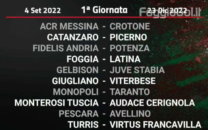  Esordio allo Zaccheria con il Latina domenica 4 settembre