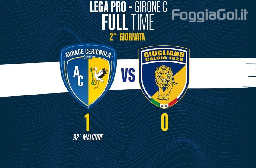  L’Audace centra la prima vittoria con un eurogol del solito Malcore